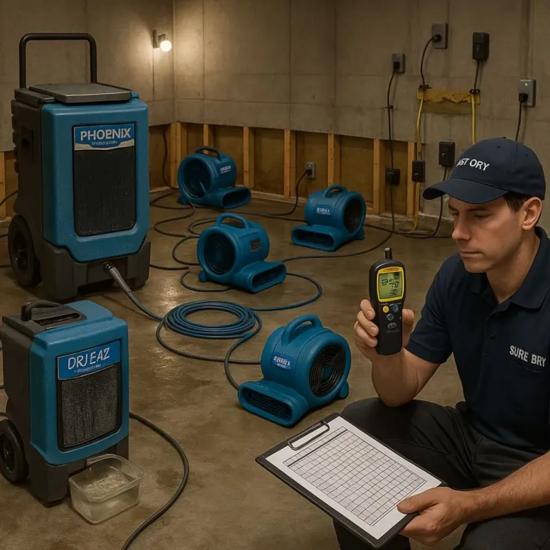Structural Drying and Dehumidification process in West Side Highway, WA